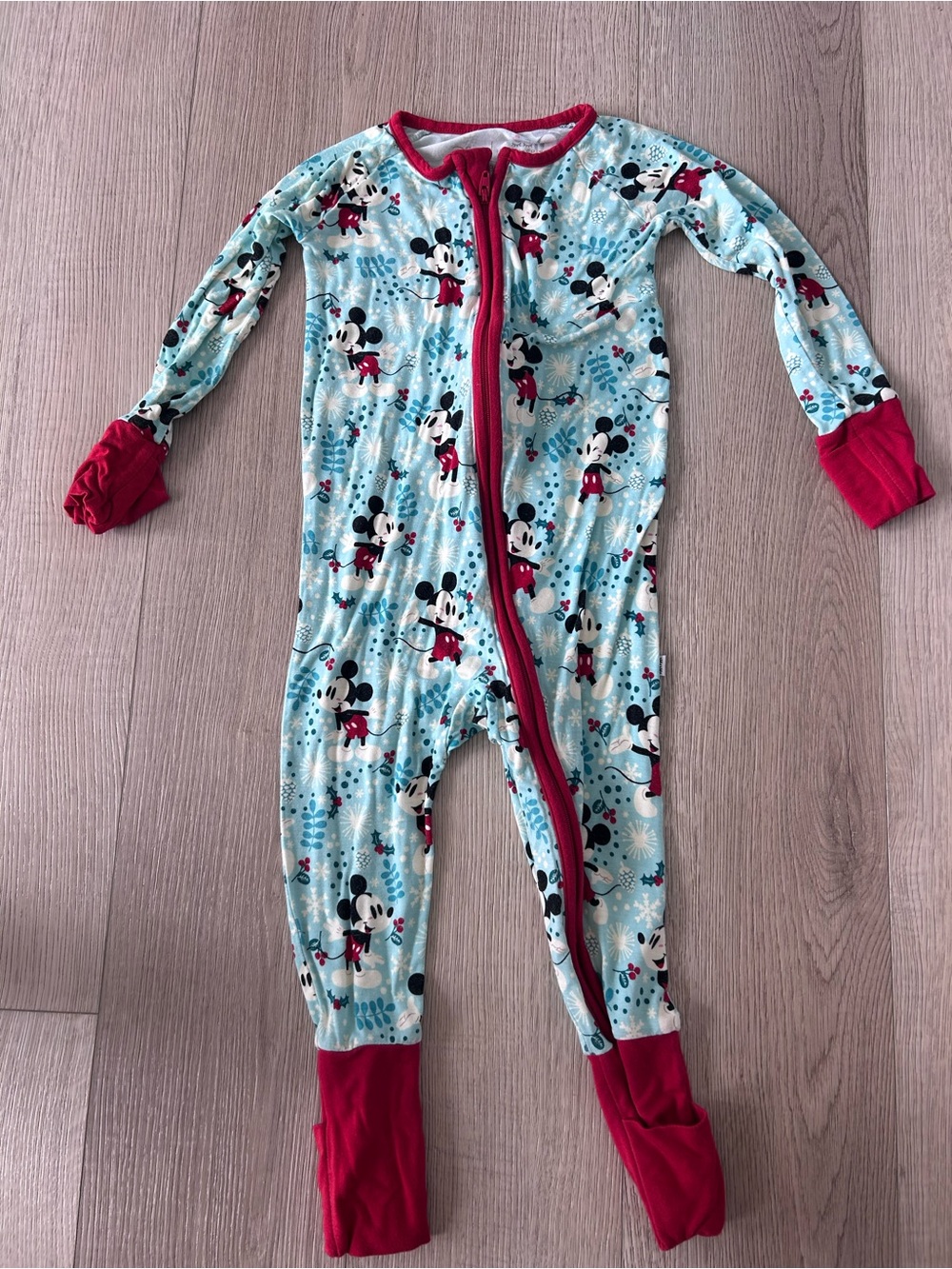 Little Sleepies Blue & Red Mickey Mouse Footless Sleeper Pajamas